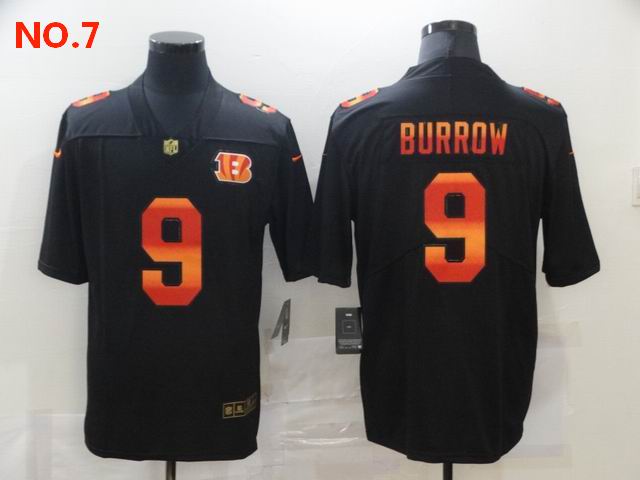 Men's Cincinnati Bengals 9 Joe Burrow Black Orange Jersey;